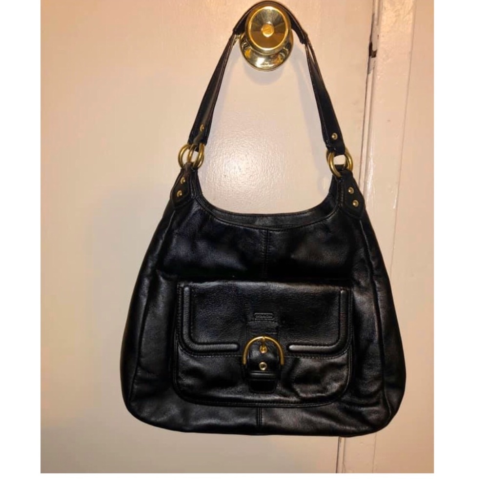 Black Leather Coach Shoulder Purse